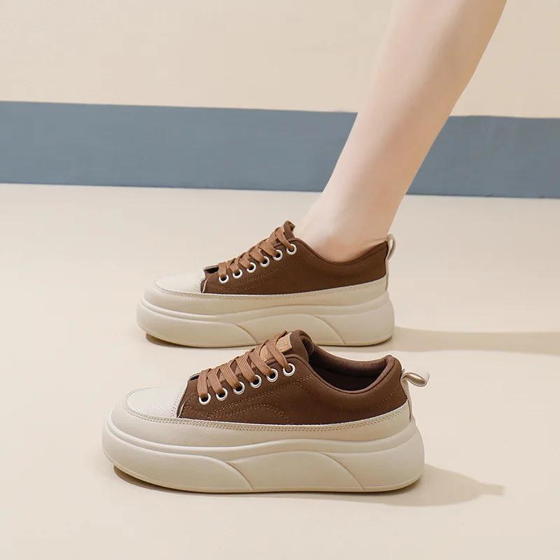 Women's Leopard Print Sneakers Spring New Thick Soled Sports Shoes Female Students Casual Board Shoes Fashion Lace Up Sneakers