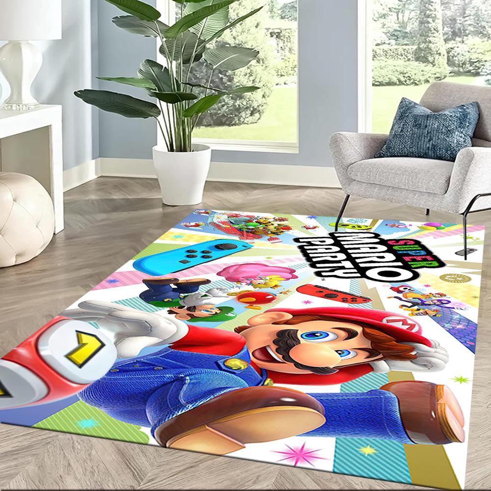 Super Mario Party Fun Square rugs are a great choice for living rooms, bedrooms, home décor, and as gifts.