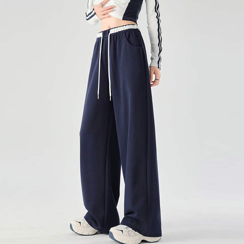 Damen Jogginghose mit weitem Bein, lockere, sportliche Freizeithose, Frühling, Herbst, Kordelzug, modisches Design, Jogginghose, hohe Taille, elastische Sporthose