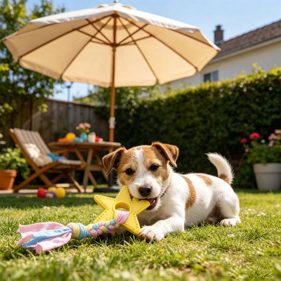 Dog Rope Toy Rubber Ring Dog Chew Toy with Braided Cloth Strips Dog Tug of War Rope Toy for Fetch Toss-and-Catch