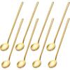 8PCS 6.7Inches Gold Coffee Spoons for Coffee Bar Coffee Station, Gold Long Handle Stirring Spoon for Coffee, Ice Tea, 304 Stainless Steel Espresso