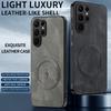 Luxury Business Sheepskin for Magsafe Case for Samsung Galaxy S26 Ultra S26 Pro S25 Edge Plus S24 FE S23 S22 S21 Wireless Charge Camera Protect Cover
