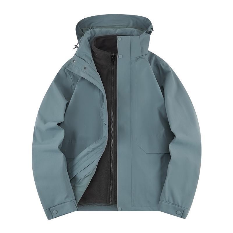 Three-in-One Detachable Windproof Goose Down Jacket: Cold-Resistant, Water-Repellent Outer, Warm Inner Layer for Couples