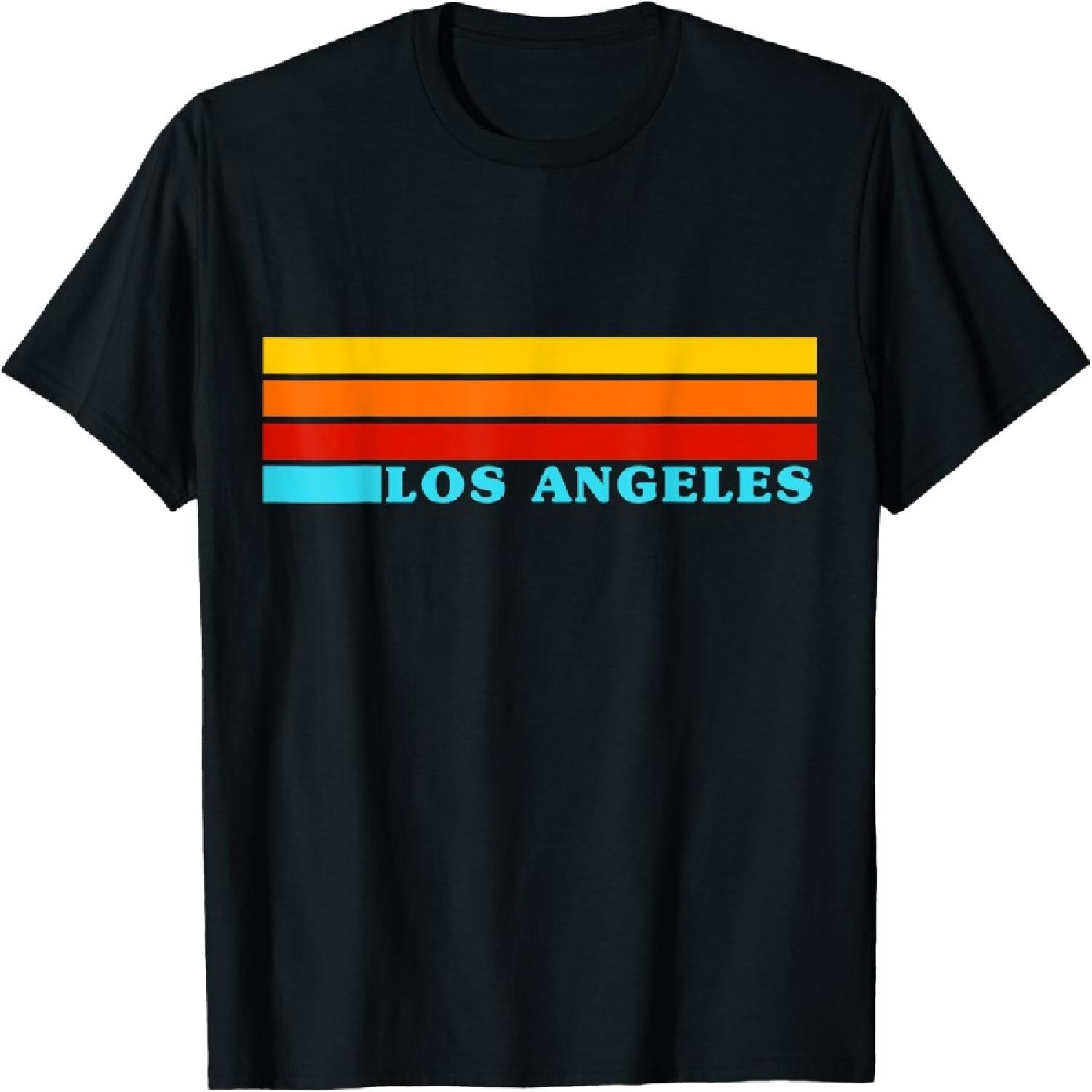 

Los Angeles USA - Colorful Stripes Cool Vintage Style T-Shirt XXXXXL різнокольоровий