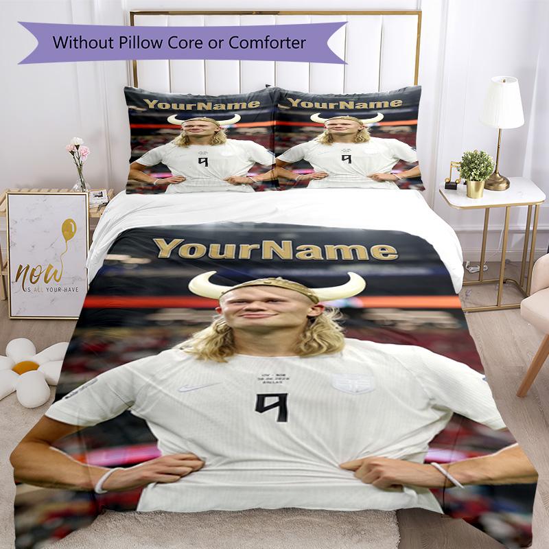 Haaland 202 Customize Your Name Bedding Set Breathable Duvet Cover with Pillowcases Home Decoration Birthday Gift