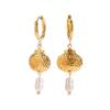 Jewelry DIY Golden Fish Earrings 3D Mini Metal Scallop Necklace Starfish Stainless Steel Koi Seahorse Eardrops Daily