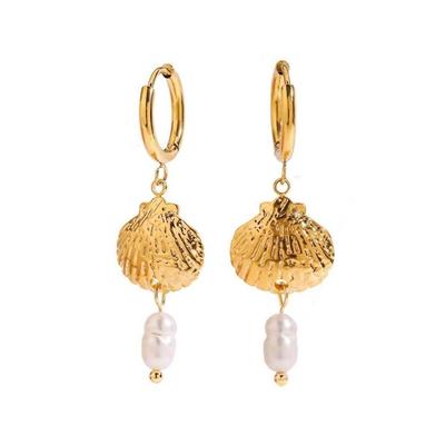 Jewelry DIY Golden Fish Earrings 3D Mini Metal Scallop Necklace Starfish Stainless Steel Koi Seahorse Eardrops Daily