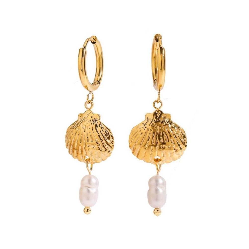 DIY Golden Fish Earrings Starfish 3D Metal Scallop Necklace Stainless Steel Waterproof Koi Seahorse Eardrops Accessories