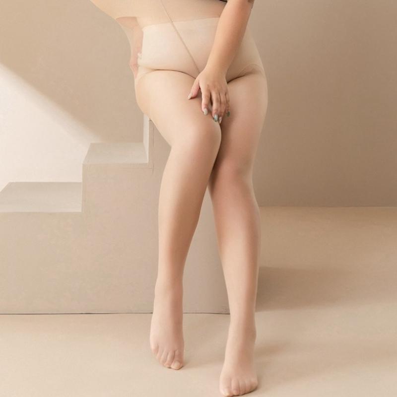 Women's Autumn and Winter Leggings Plus Velvet Flesh-colored Pantyhose Versatile Soft Warm Full Feet Leaky Feet Panty Stockings