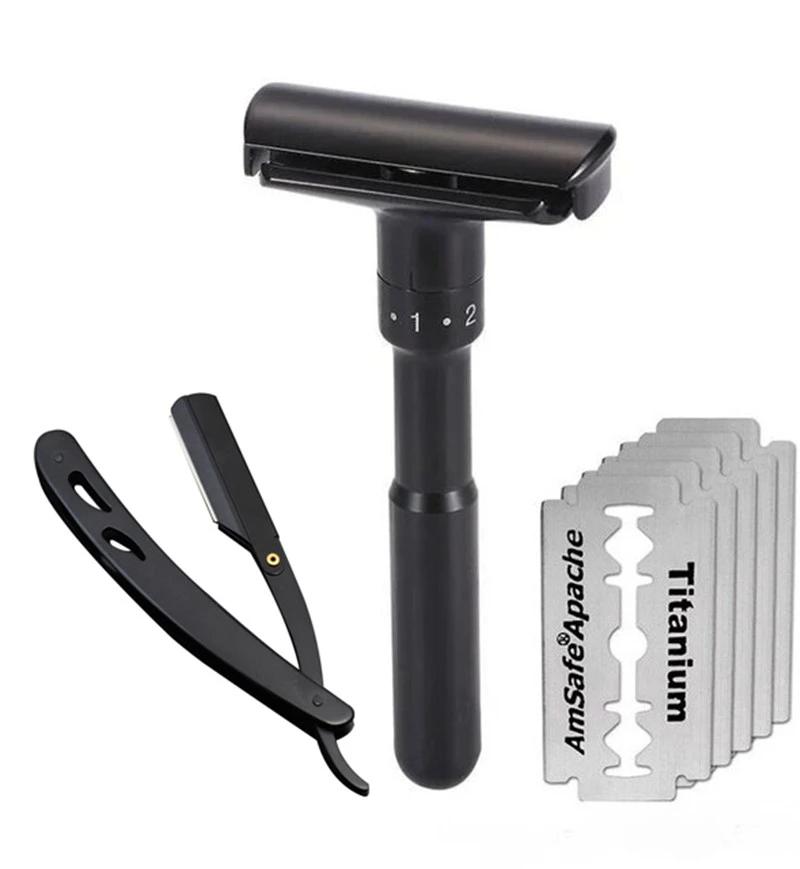 Adjustable Safety Razor Men'S Professional Manual Shaver Straight Edge Stainless Steel Barber Razor Men Folding Shaving Tool