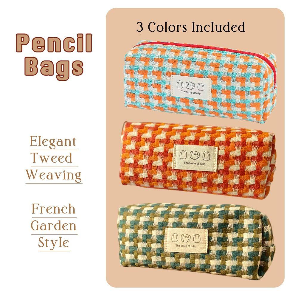 Stain Resistant Pen Bag Rainbow Weaving Design Pen Storage Bag Pencil Case  School Office