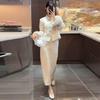 Women's Winter Embroidered Two-Piece Velvet Set with Frog Button - Stylish, Age-Reducing Jacket & Skirt Ensemble