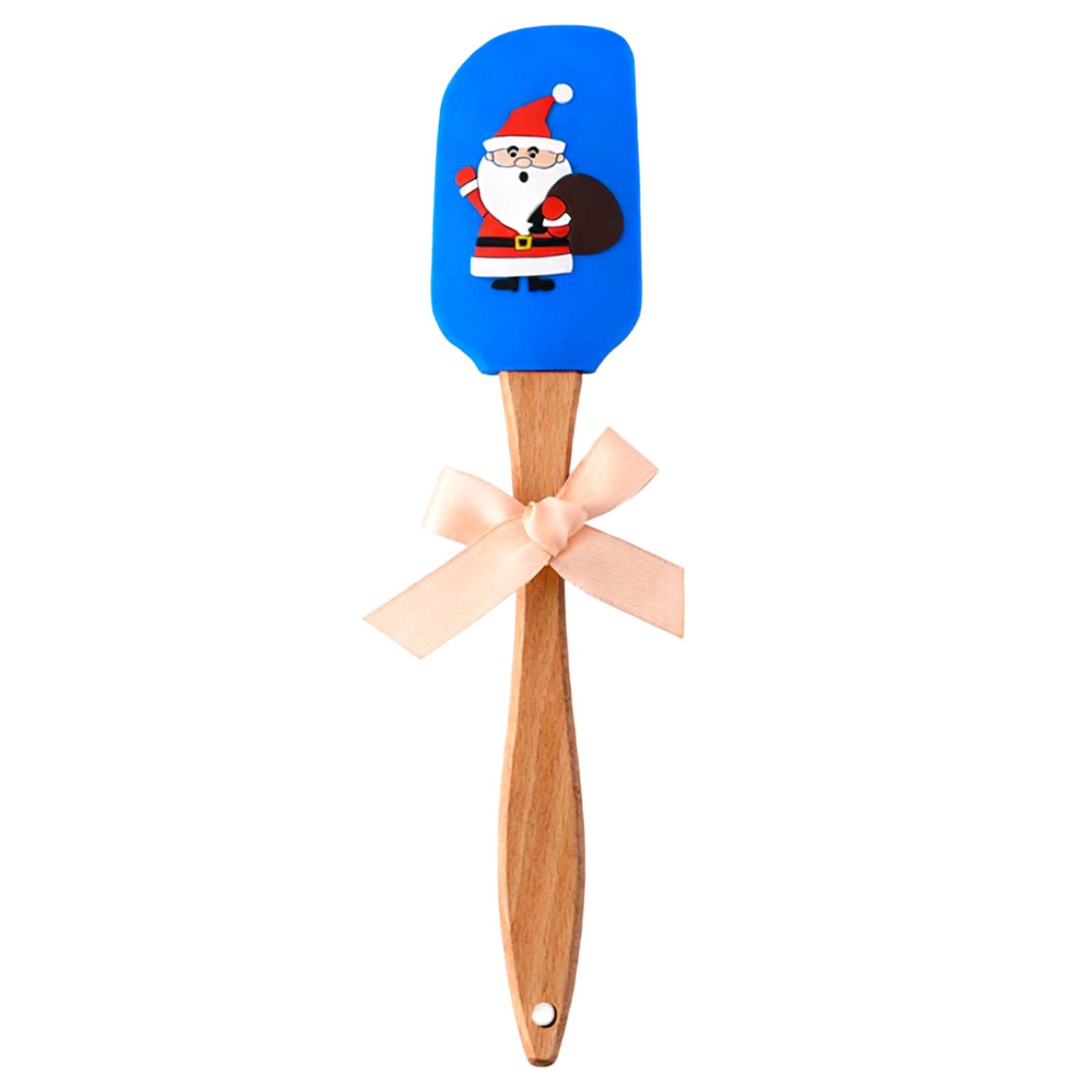 

Silicone Butter Scraper With Christmas Pattern, Wooden Handle, Baking Scraper, Heat-resistant Cake And Cream Cooking Spatula One Size