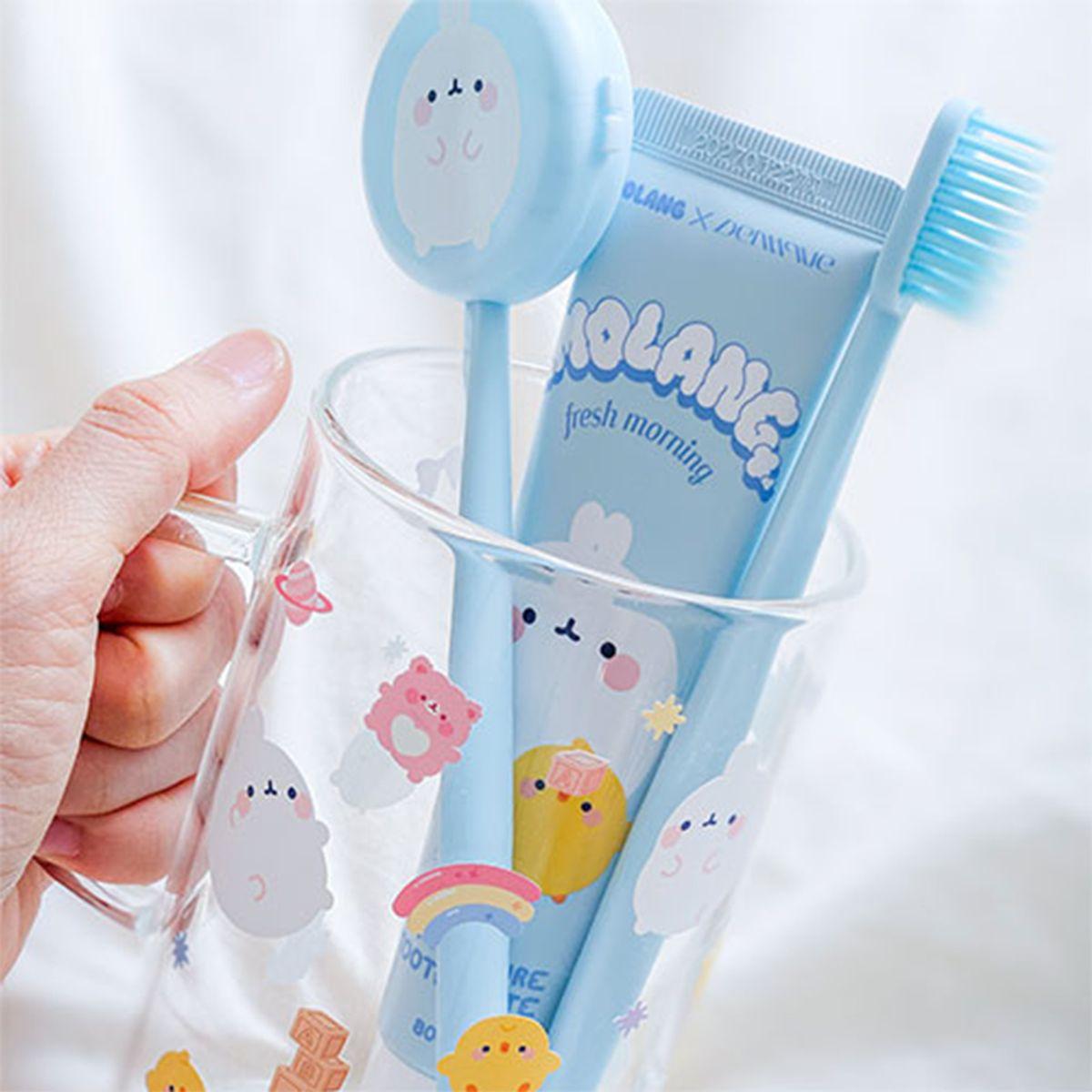 Molang x Dentique Citrus Pure Travel Kit (Portable Travel Toothbrush and Toothpaste Set) 2 Pieces