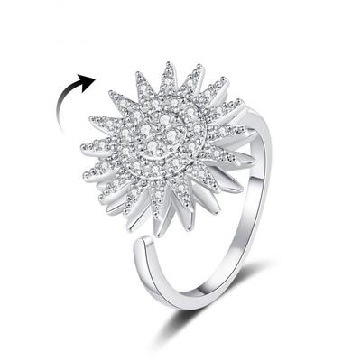 Sunflower Daisy Rotating Open Ring - Women's Decompression Jewelry In Trendy Style