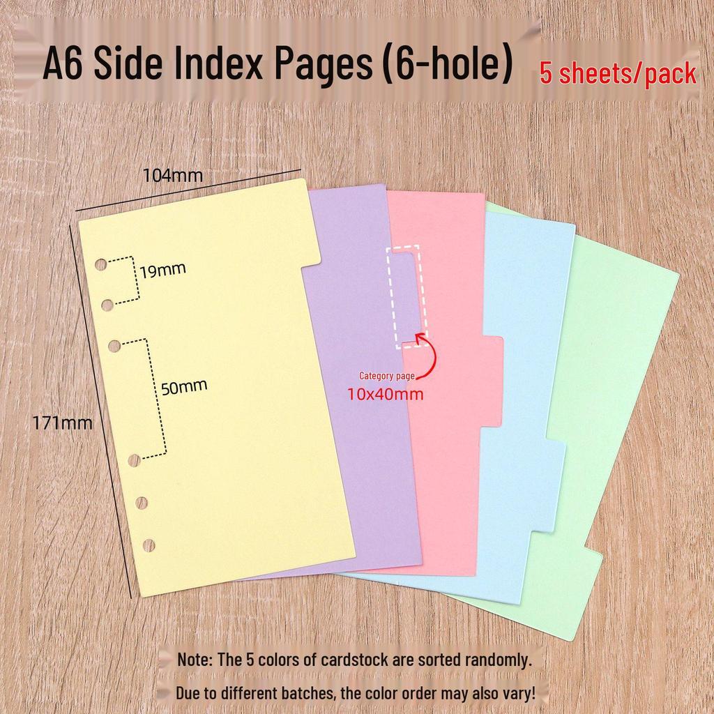 A5/A6 Standard 6-Loch Bunte Einleger für Reisehefte