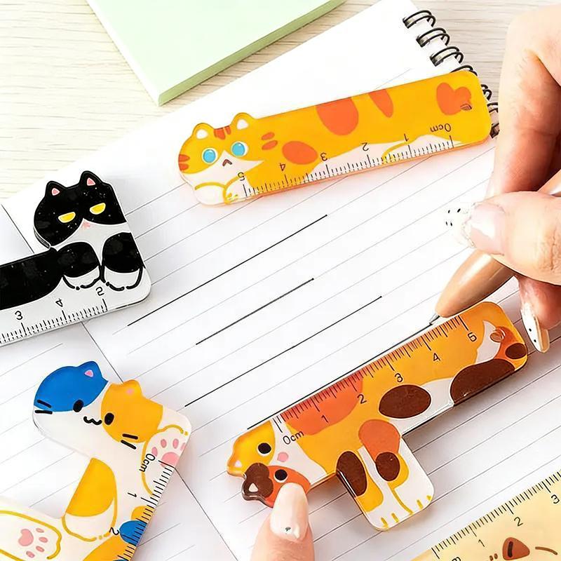 texture5Pcs Mini Palm Cartoon Ruler Set Straight Rulers Student Stationery Supplies for Kids Back To School Classroom