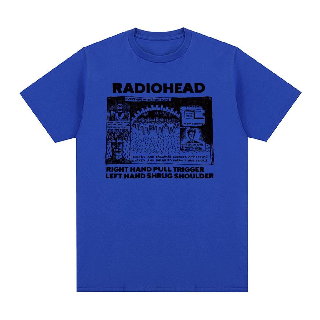 Radiohead Vintage Tshirt Hip Hop Rock Band Unisex Music cute cartoon Ok Computer Cotton Unisex T shirt New Tee Tshirt Womens Tops