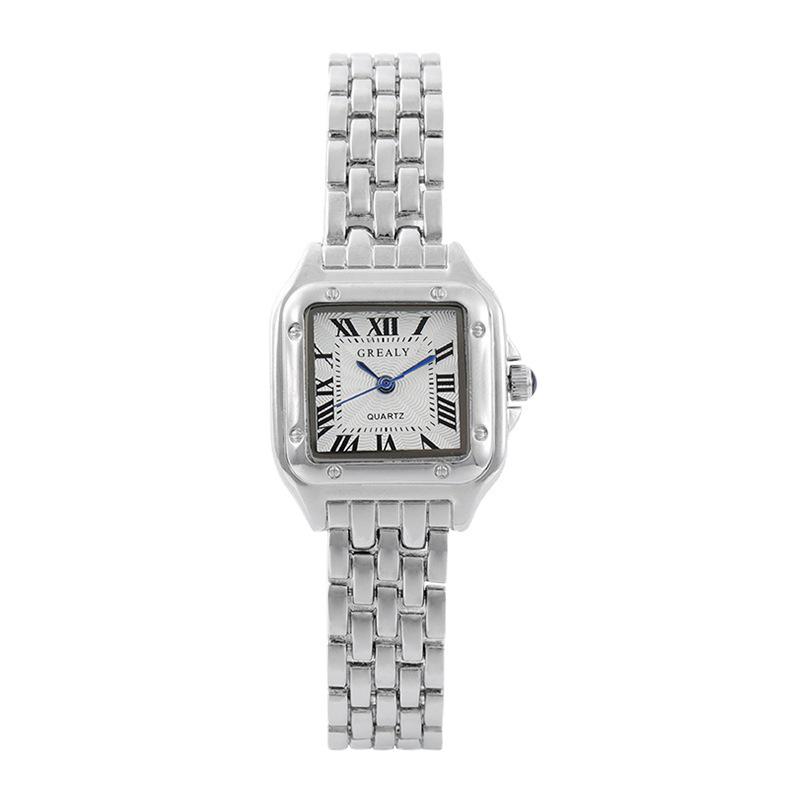 Trendy Women's Quartz Square Diamond Watch with Steel Band