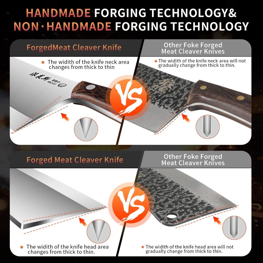 Heavy Duty Stainless Steel Meat Cleaver, Ultra-Sharp Chef's Knife, Professional Butcher Knife, Thickened Blade Kitchen Knife