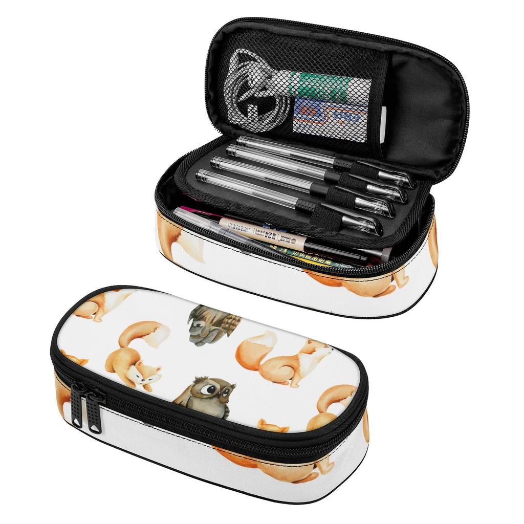 Pen Case Structured Design 300D Polyester Easy Open Zipper with Mesh Pocket Removable Divider and Pen Slots for Everyday Study