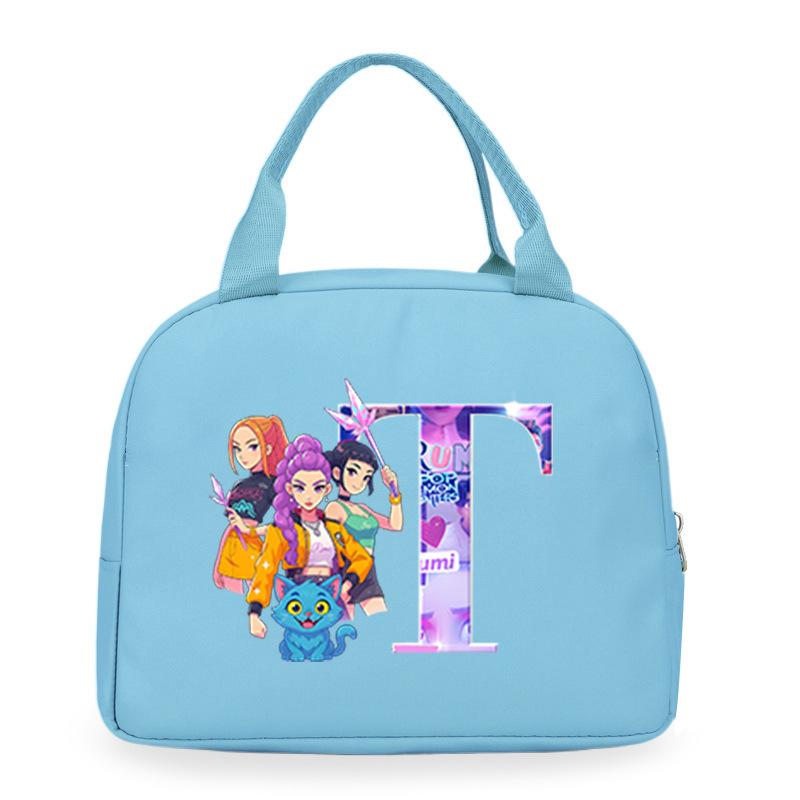 Trend Kpop Anime Cartoon Peripheral 26 Letter Printing Bento Bag Commuter Portable Lunch Box Bag
