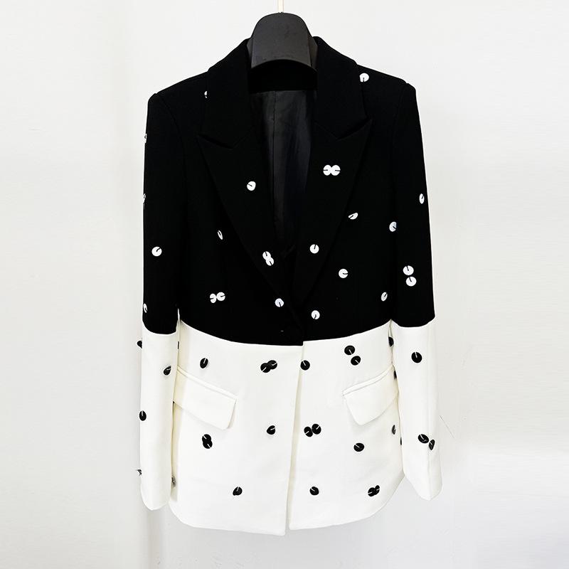High-End Sequin Color Block Suit Jacket & Fishtail Skirt Set - Early Spring 2026