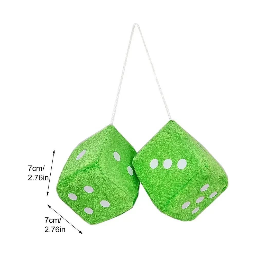 Car Rear View Mirror Dice Hanger Pendant Auto Plush Dice Ornaments Suction Cup Dice Decoration Key Chains For Car Interior