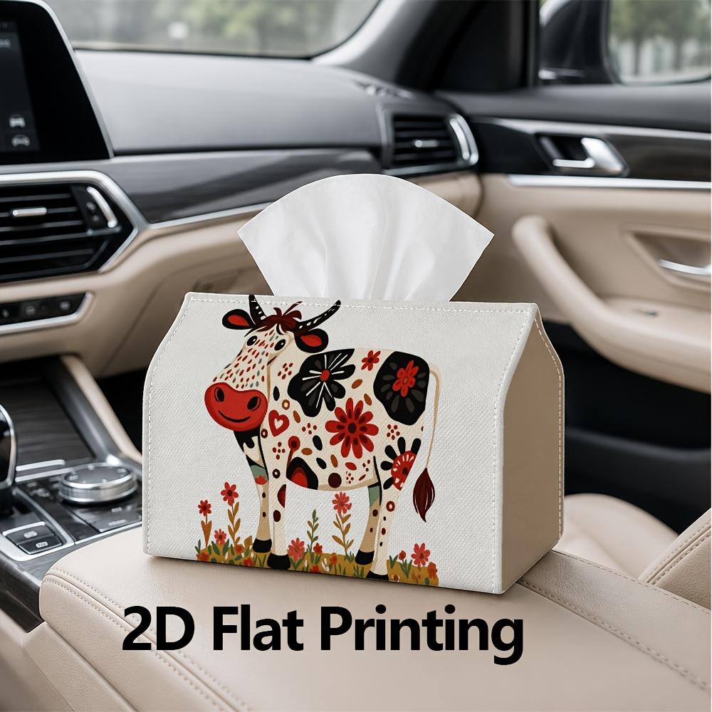1pc, 2d Flat Printing, Tissue Box Colorful Flower Cow Pattern Printing Party Tissue Box, Multifunctional Kitchen and Dining Table, Coffee Table and Di