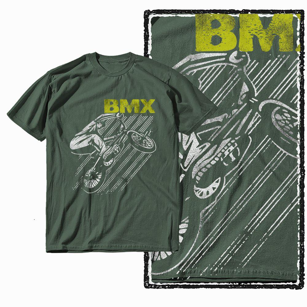 

G47 Army Green Vintage Streetwear Cotton Men s BMX bicycle Printed Graphic T-shirt | Big Size Cool O-neck men s Tee Tshirt 2XL