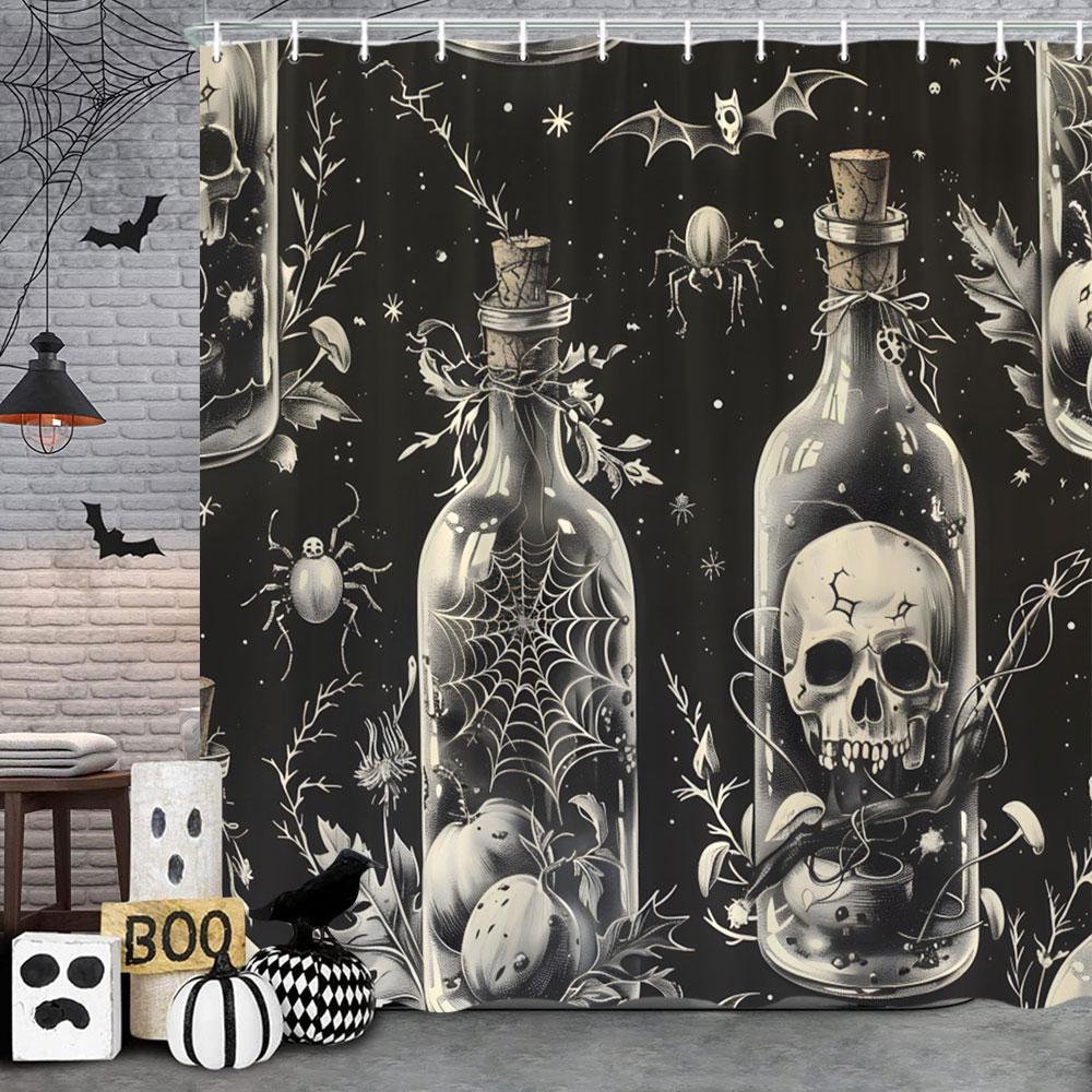 Happy Halloween Shower Curtain Pumpkin Elf Bohemian Butterfly Black Cat Bat Eagle Skull Polyester Shower Curtains Bathroom Dec