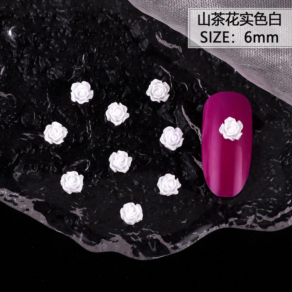 Nail Art Resin Camellia White Rose Ornament Nail Ice Transparent Three-Dimensional Light Changing Flower Accessories