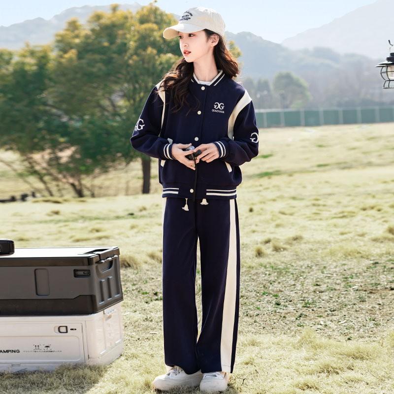 Girls 2-Piece Tracksuit Set Kids Sporty Style Letter Print Long Sleeve Pants