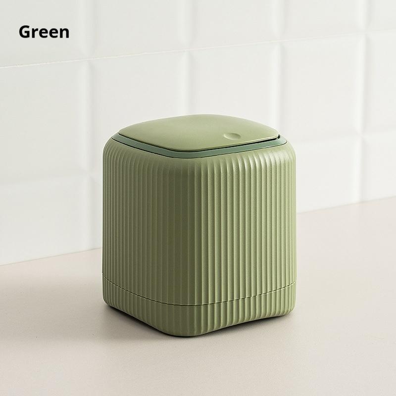 Desktop Trash Can with Lid In/Outside Double Barrels Garbage Waste Bin Organizer Bedroom Office Desk Storage Box Durable Plastic