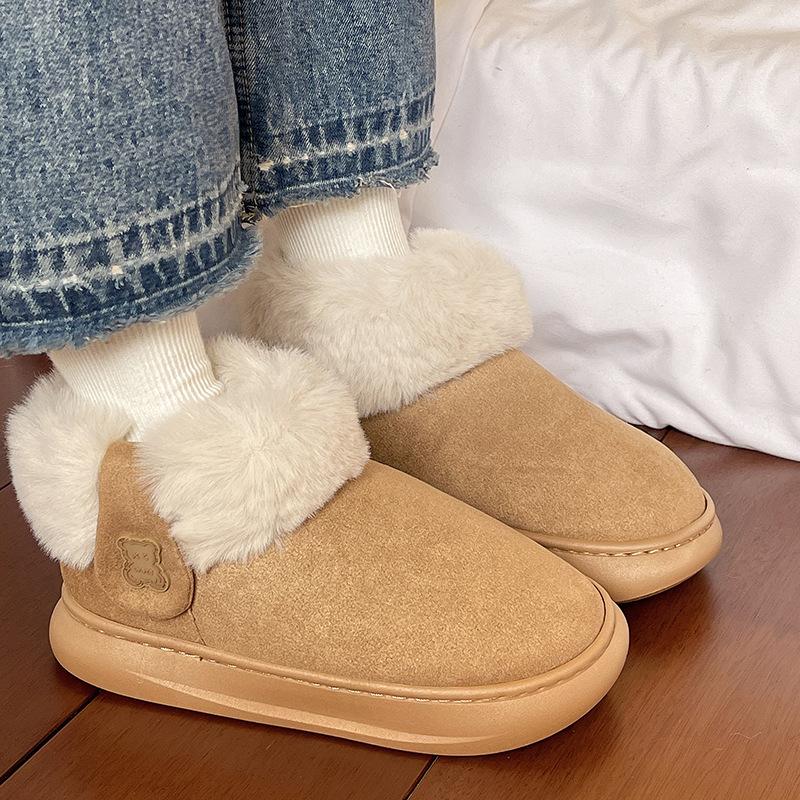 Women's Fashion Lightweight Thick Sole Winter Warm Snow Boots Fur One Non-slip Casual Sports Cotton Boots