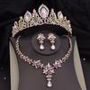 Wunderschöne Luxus Violett Kristall Braut Schmuck Sets für Frauen Tiaras Braut Halskette Ohrringe Hochzeit Krone Set Zubehör
