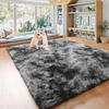 Soft Fluffy Plush Tie-Dye Carpet Gradient Long Fine Hairs Fabric Bedside Mat Rug For Girl's Bedroom Non-Slip Mat Home Decor