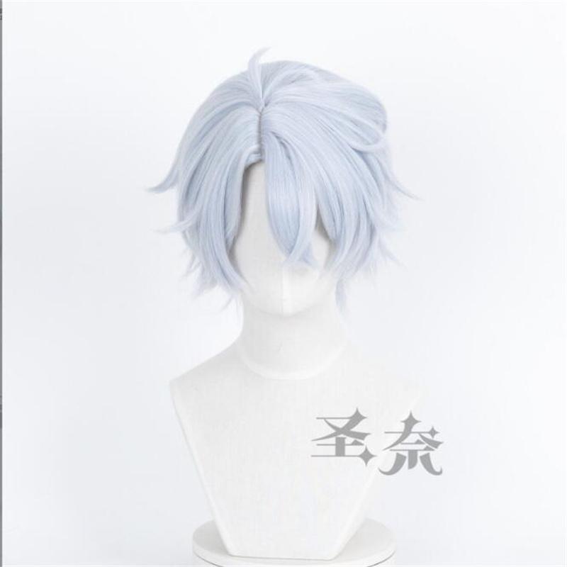 

Парик для косплея на Хэллоуин, аниме, короткие серые, синие, термостойкие синтетические волосы, парики + шапочка для парика One Size