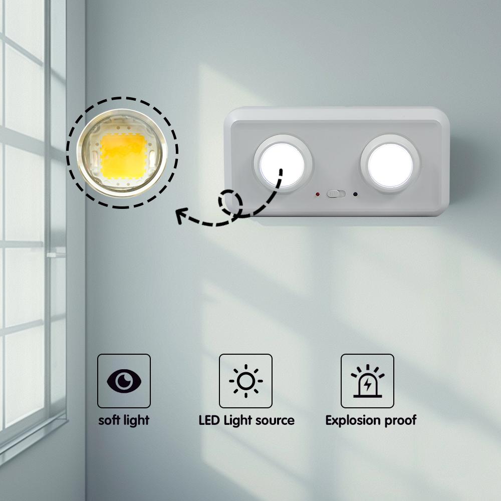 Emergency Evacuation Lights LED Wall-mounted Fire Fighting Lights Rechargeable Double-head Emergency Lamp for Power Outage