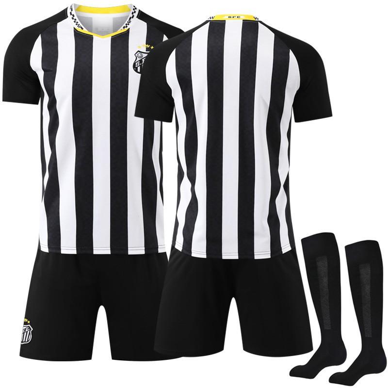 2526 Jersey Schwarz Gestreift Neues Fußballtrikot Set Edition Club Santos Auswärts Nr. 10 Neymar