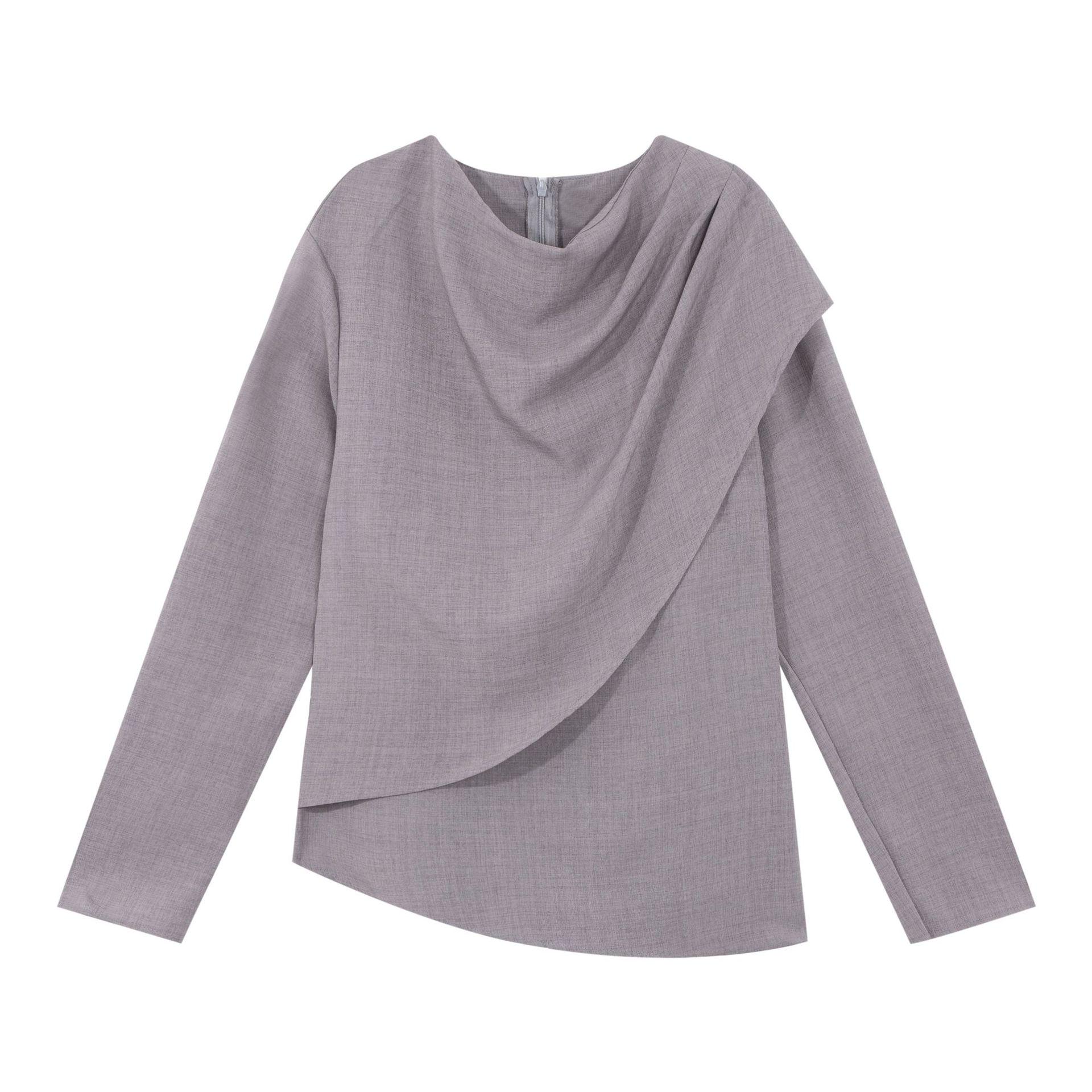 High-End Gray Women s Plus Size Slim Fit Batwing Sleeve Long-Sleeve T-Shirt, Spring Fashion Base Layer Top 2XL (recommended 62-70 kg)