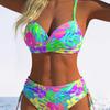 New Two-piece Swimsuit Europe, America, Digital Printing High-waisted and Thin Bikini Swimsuit Women