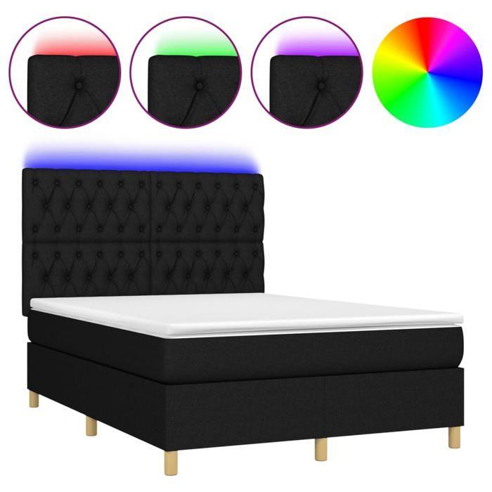 VidaXL Slatted Bed Base with Mattress and LED, Upholstered Bed, Double Bed, Adult Bed for Interior Bedroom, 3135671