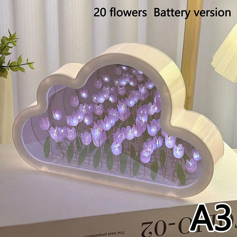 Handgemachte Diy Tulpe Blume Meer Nacht Atmosphäre Lampe Wolken Tulpe Lampe Led Nacht Licht Spiegel Tisch Lampe Schlafzimmer Dekor Lichter