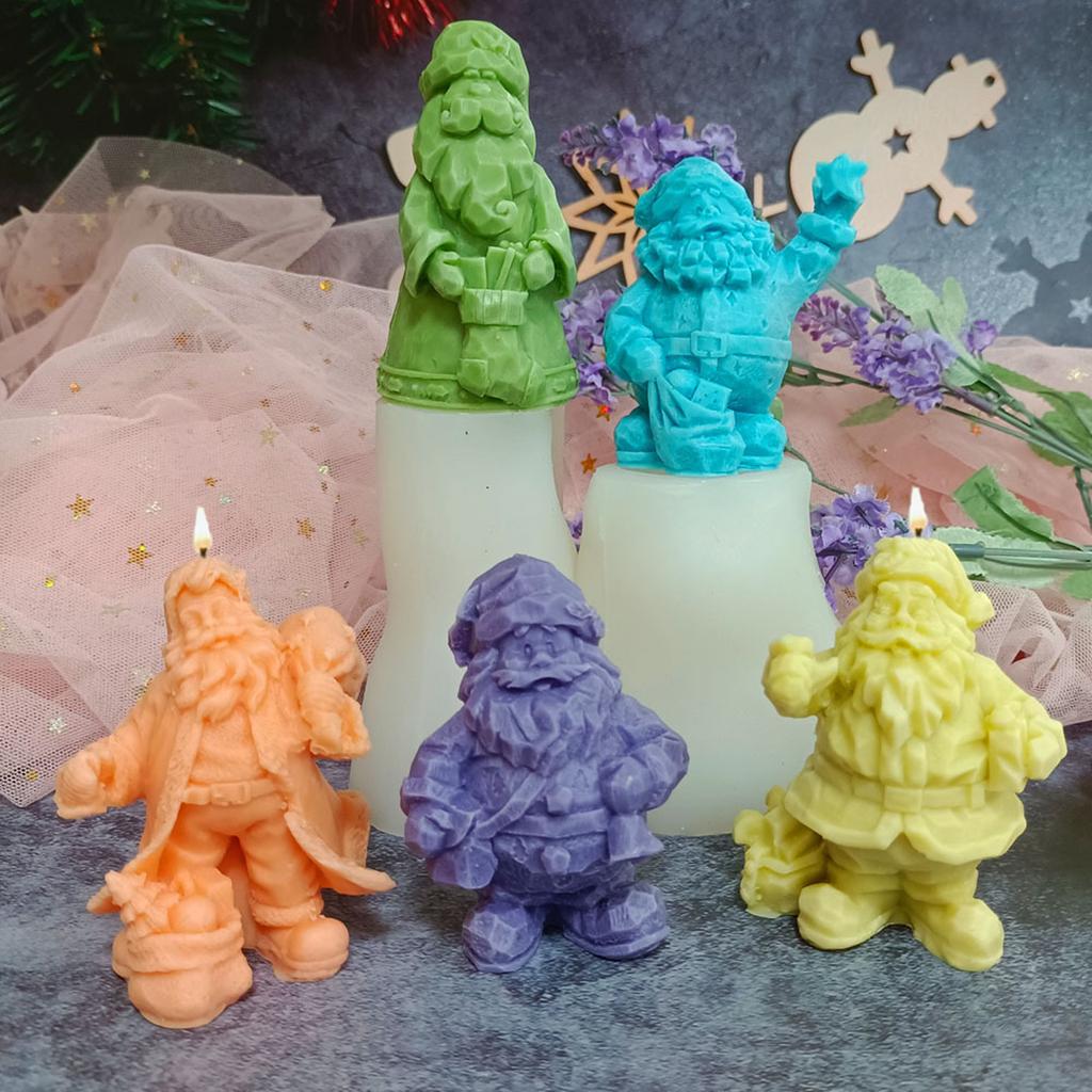 Santa Claus Silicone Candle Molds 3D Christmas Santa Claus Handmade Soap Mold Casting Mould for Cake Toppere Decorations