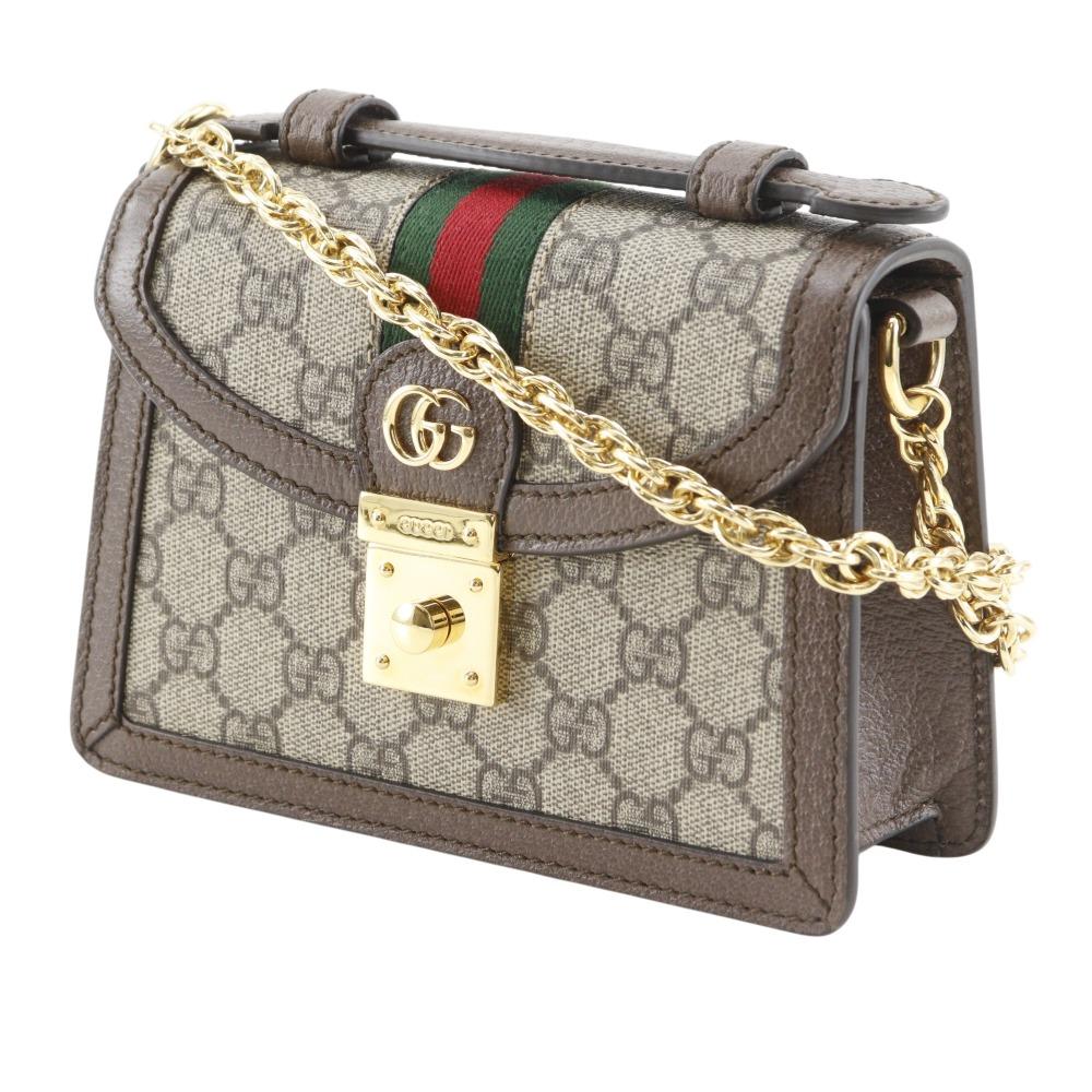 GUCCI Ofidia Shoulder Bag 696180 Sherry line Mini ChainShoulder Brown GG Supreme Canvas Women Used