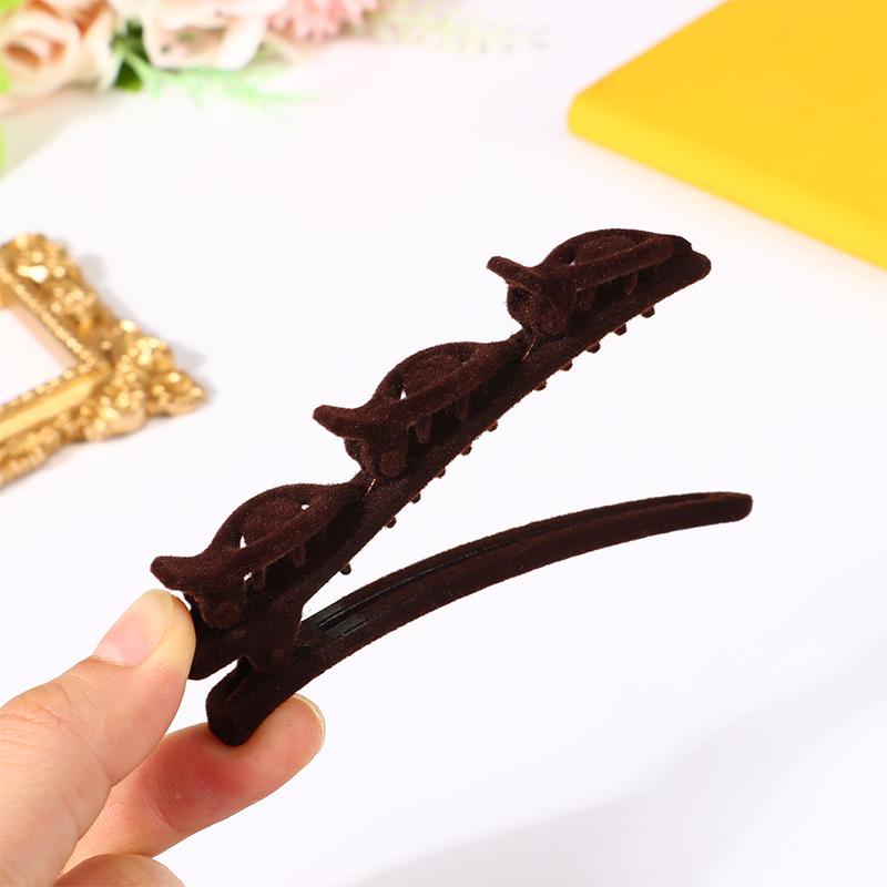 Beflockte Pony Haar Clip Kopfbedeckungen Frauen süße Haarspangen Hairgrip geflochtene Haarnadeln Haar-Accessoires