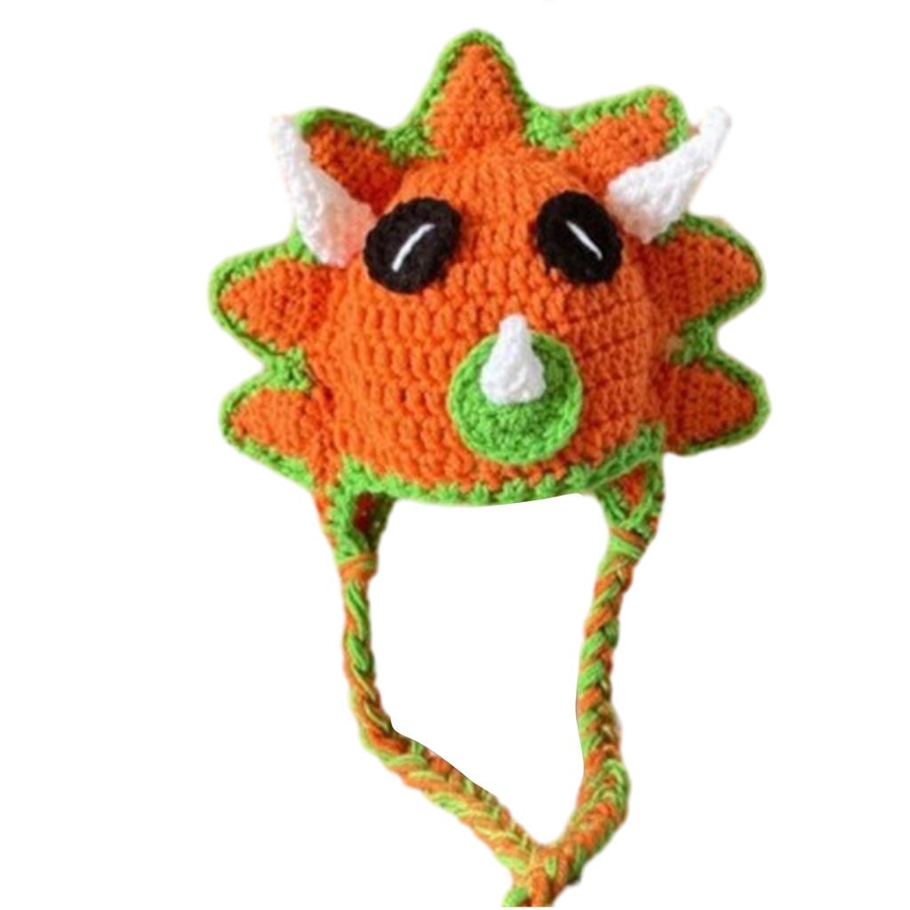 Unique Crocheted Hat Funny Dinosaur Crocheted Hat Handmade for Children Picture Props Cap Halloween Party