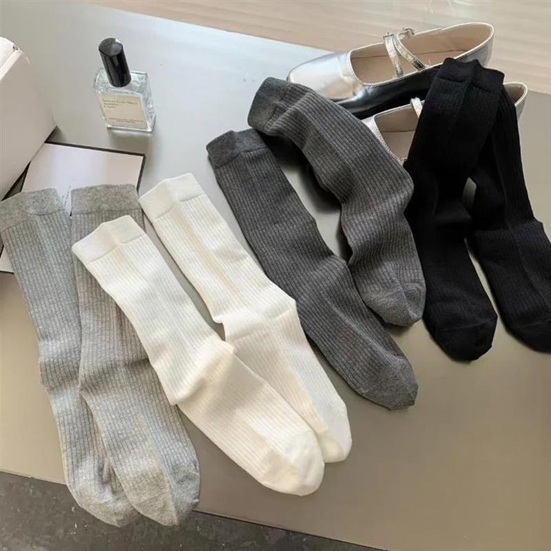4/8 Pairs Women Mid To Small Leg Socks Knee High Socks Socks Black White Gray Summer Thin Sweet Style Transparent Stacked Socks