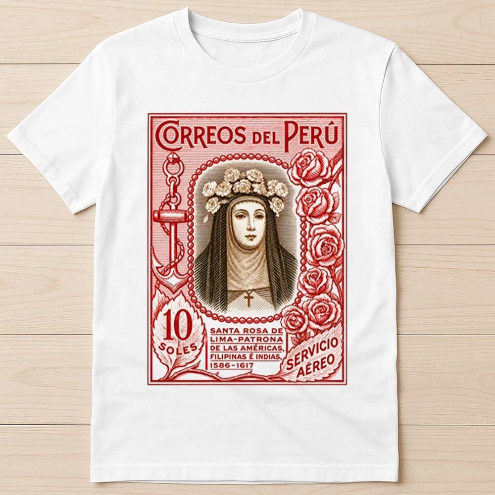1936 Peru Saint Rose of Lima Postage Stamp Funny Gift Tee T Shirt 8103 S